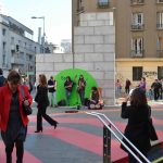 Coming out of the metro in santiago
